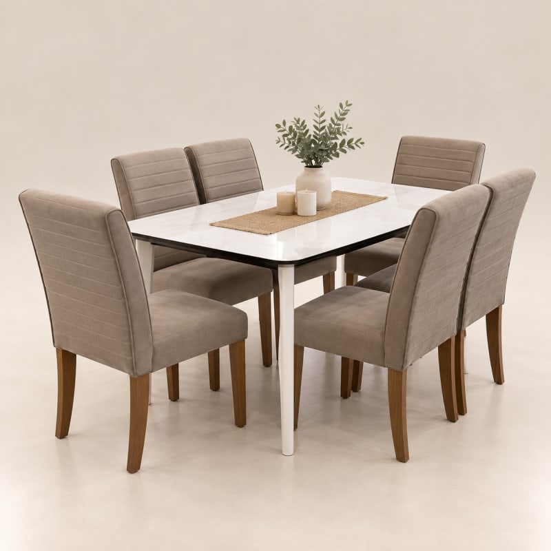 MESA TAPA MÁRMOL SILLAS CRETA 