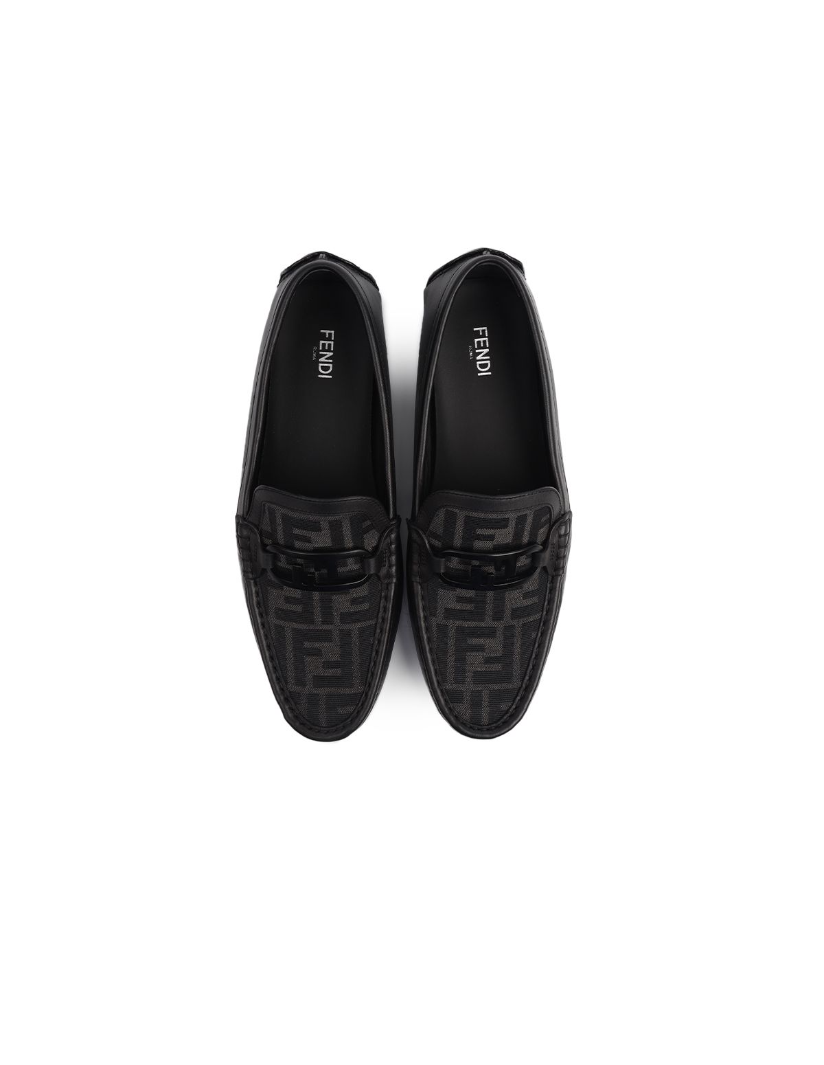 Fendi O Lock Driving Loafers Black Leather