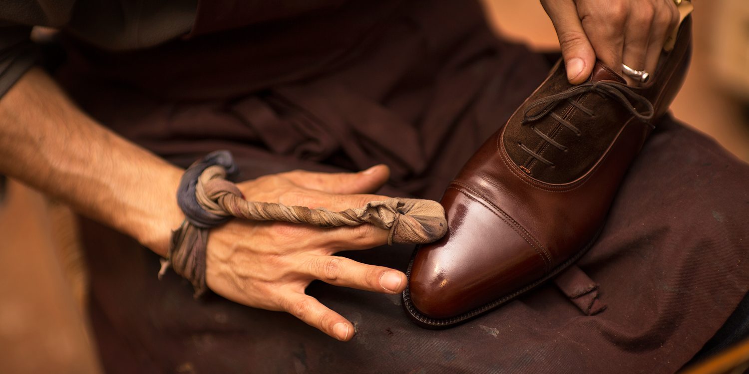 Craftmanship of Salvatore Ferragamo shoe.