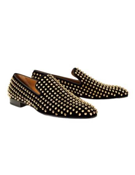 Velvet loafer with studs