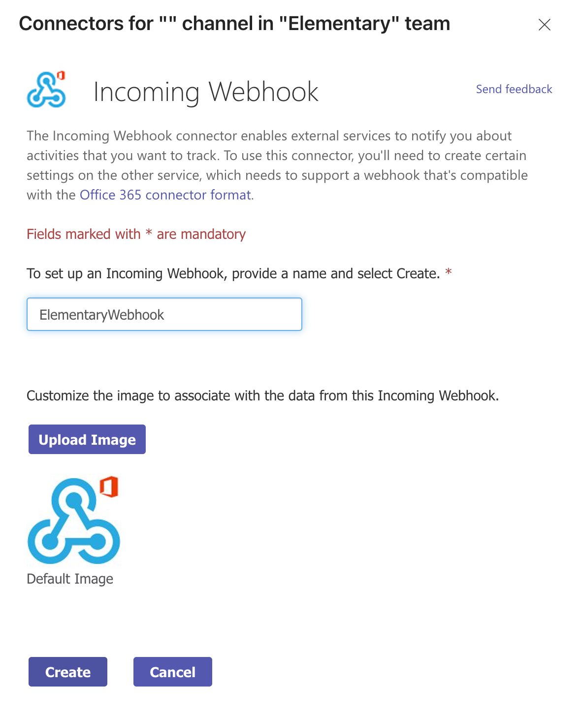 Teams create webhook