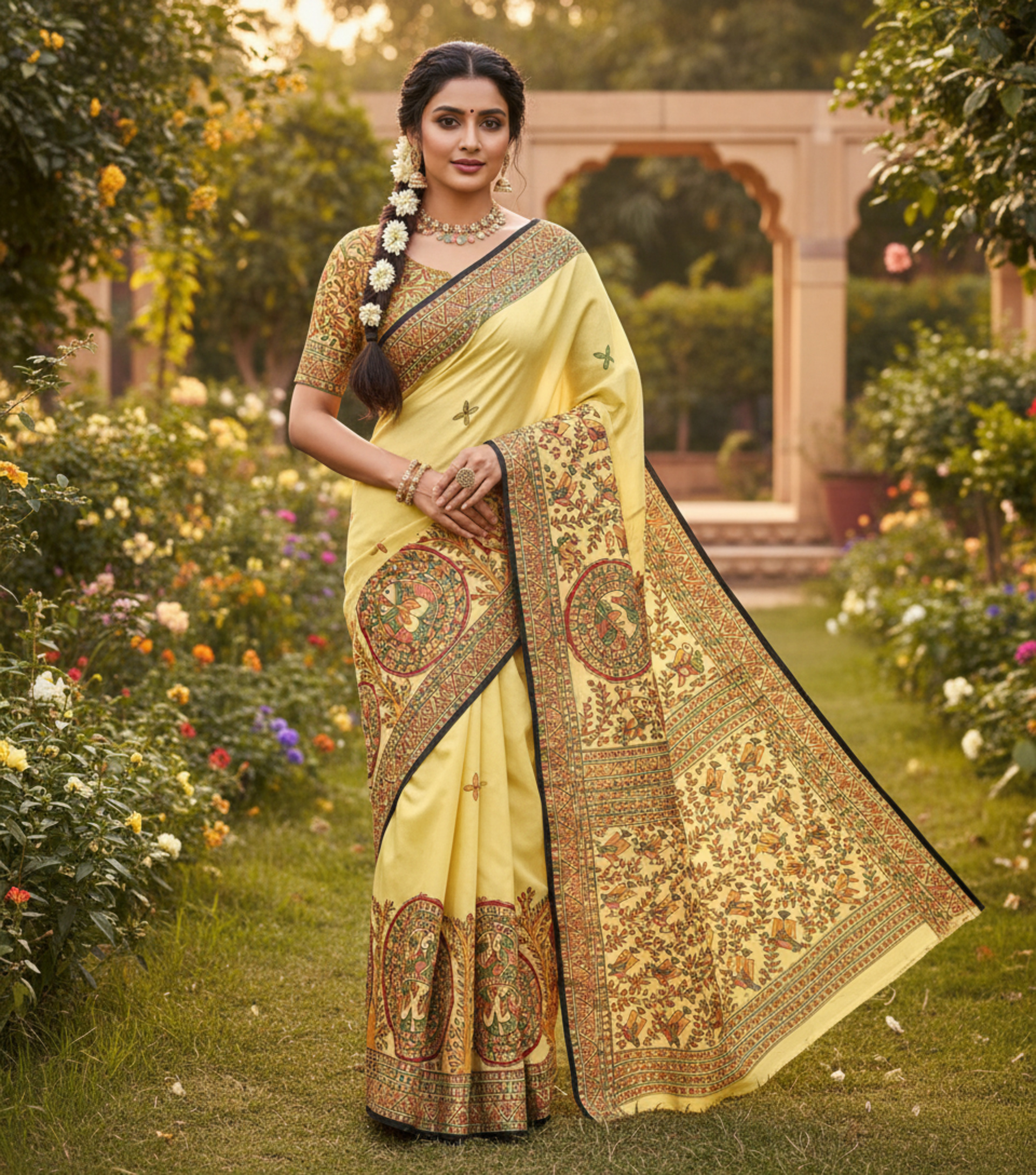 Prakriti Vihangam Madhubani Saree view 3