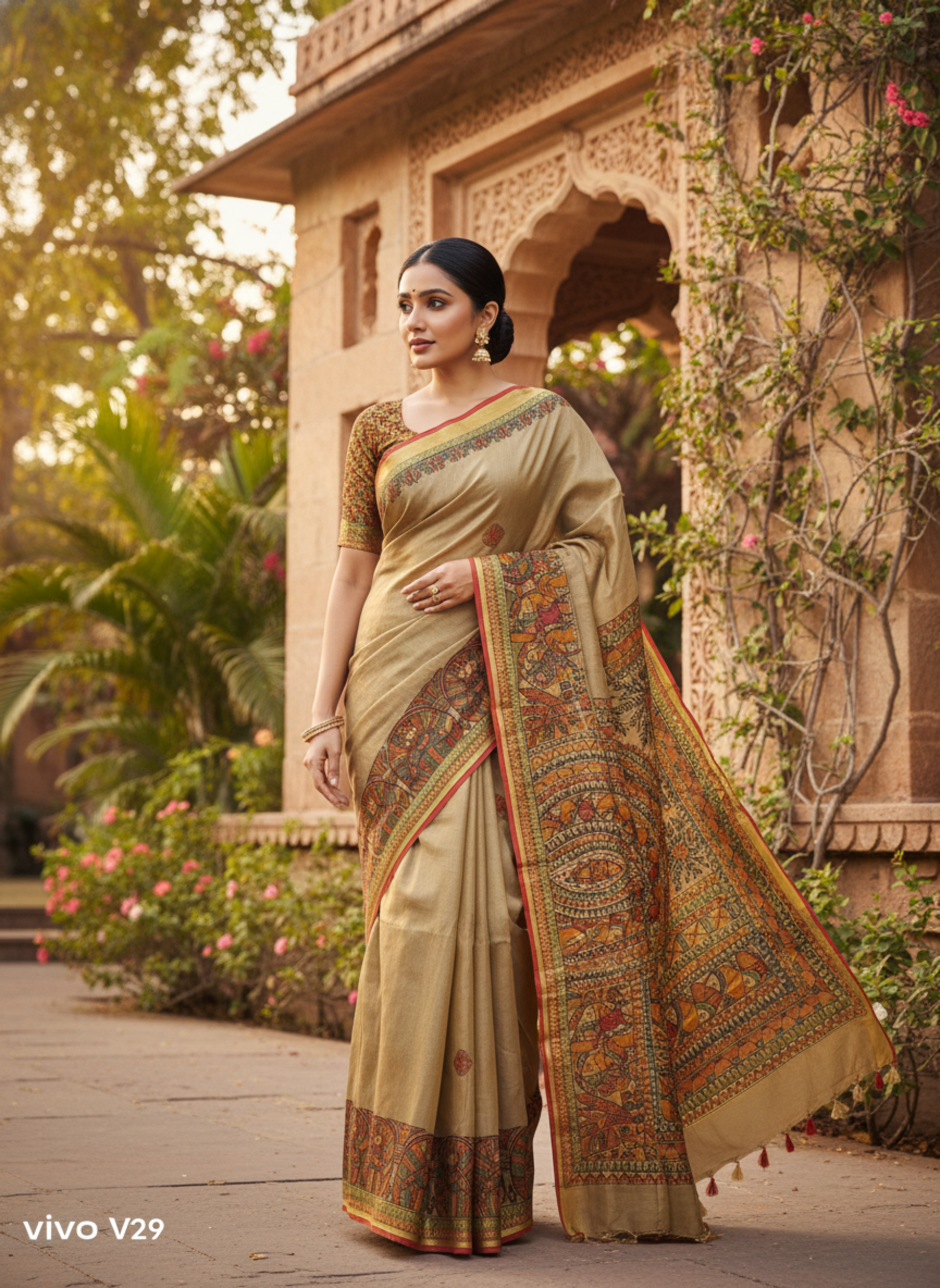 Mithila Matsya Chakra Saree view 3