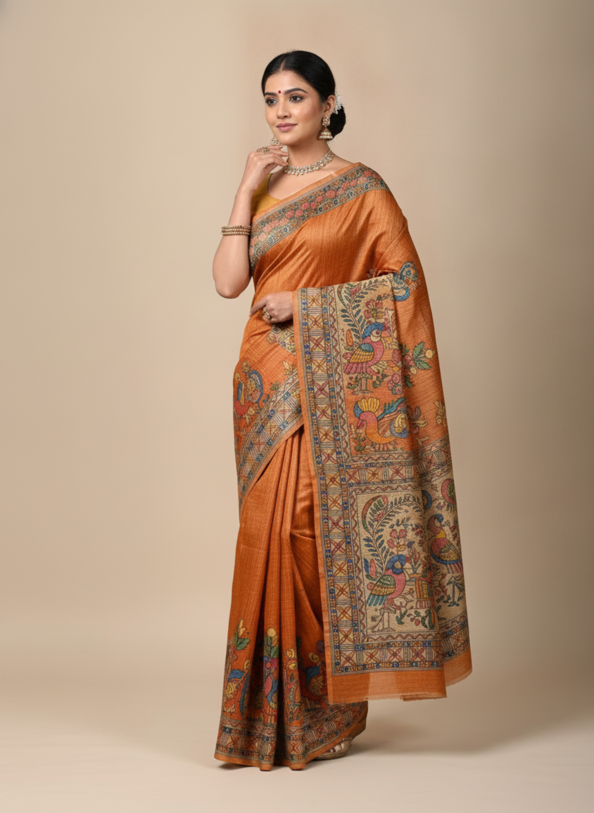 Vihanga Handcrafted Madhubani Silk Saree view 2