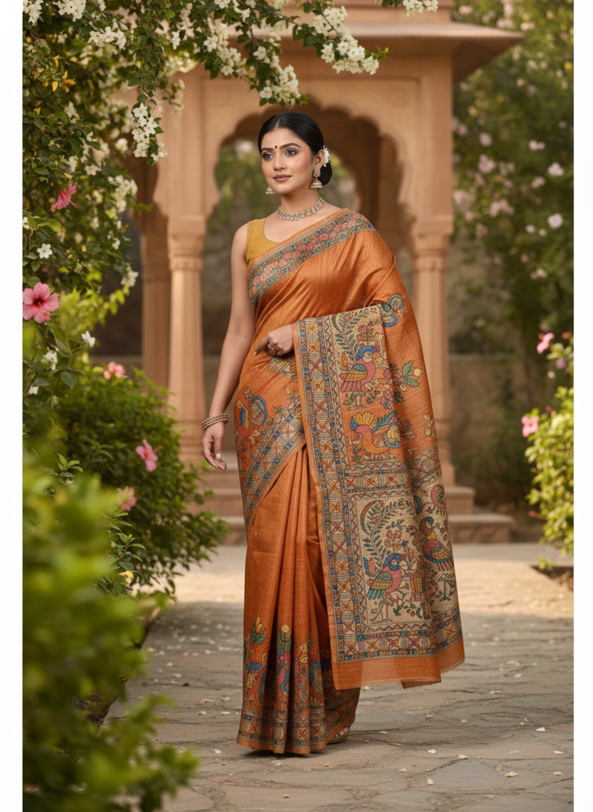 Vihanga Handcrafted Madhubani Silk Saree view 3