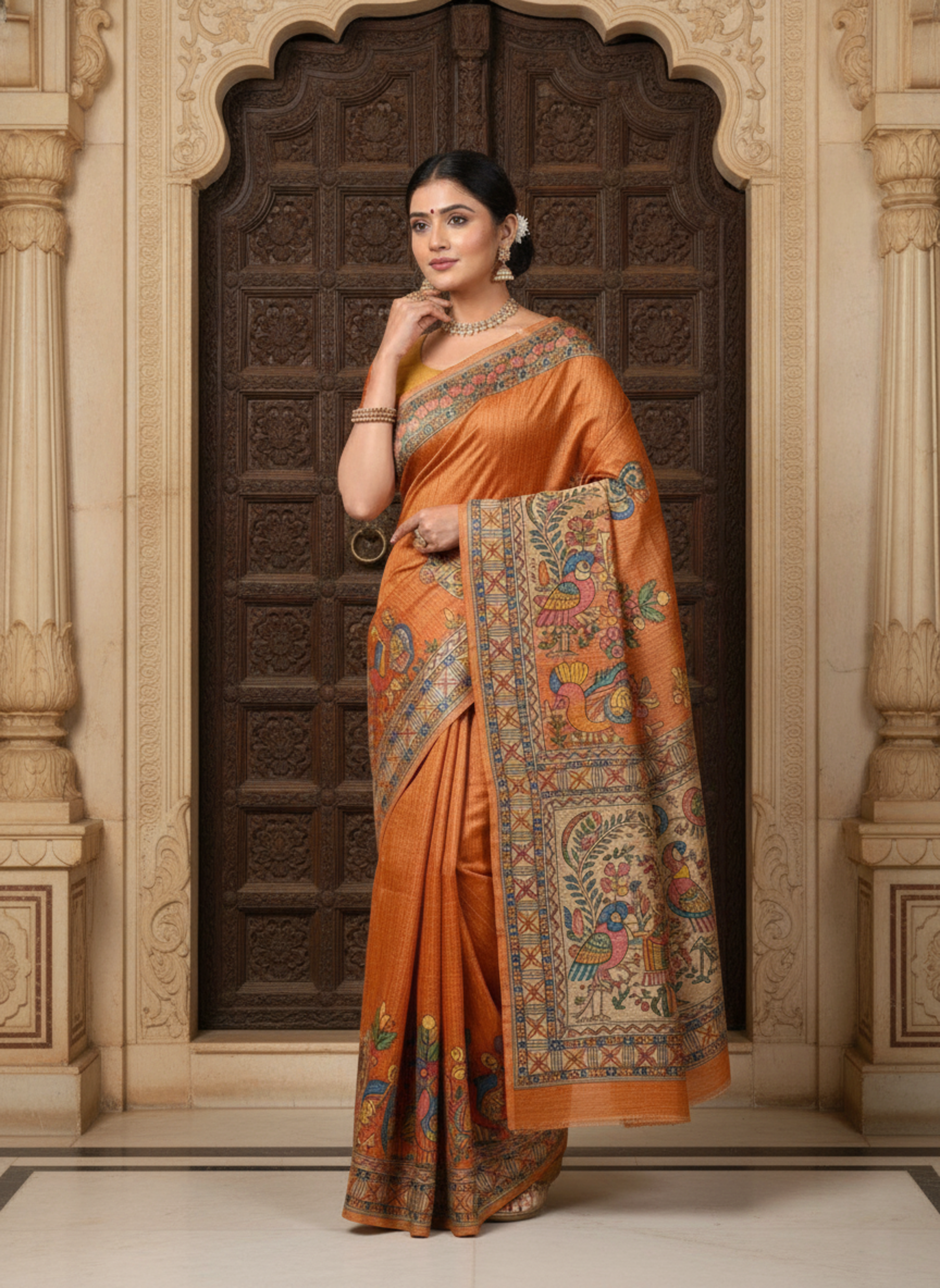 Vihanga Handcrafted Madhubani Silk Saree view 4