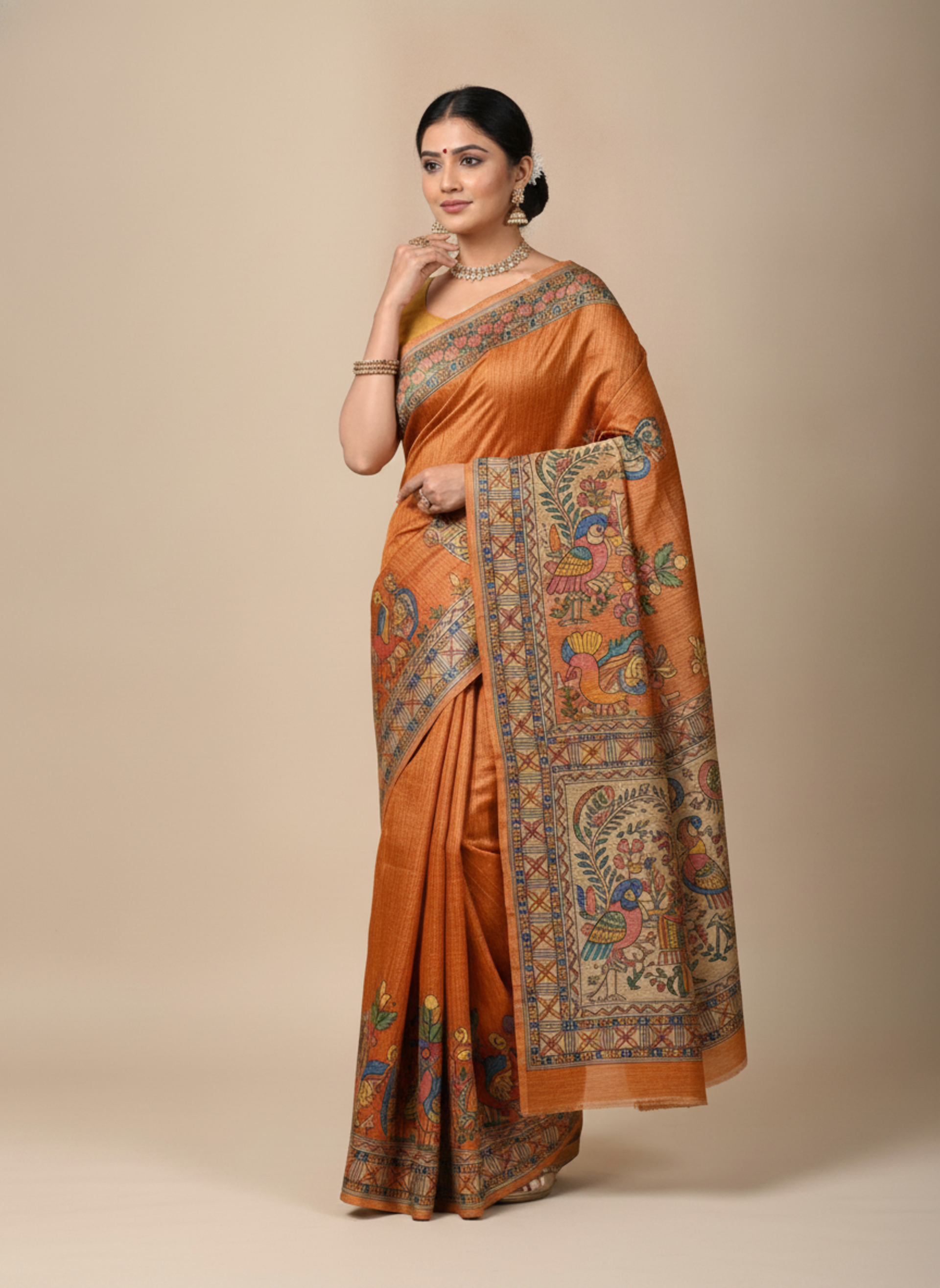 Vihanga Handcrafted Madhubani Silk Saree view 5