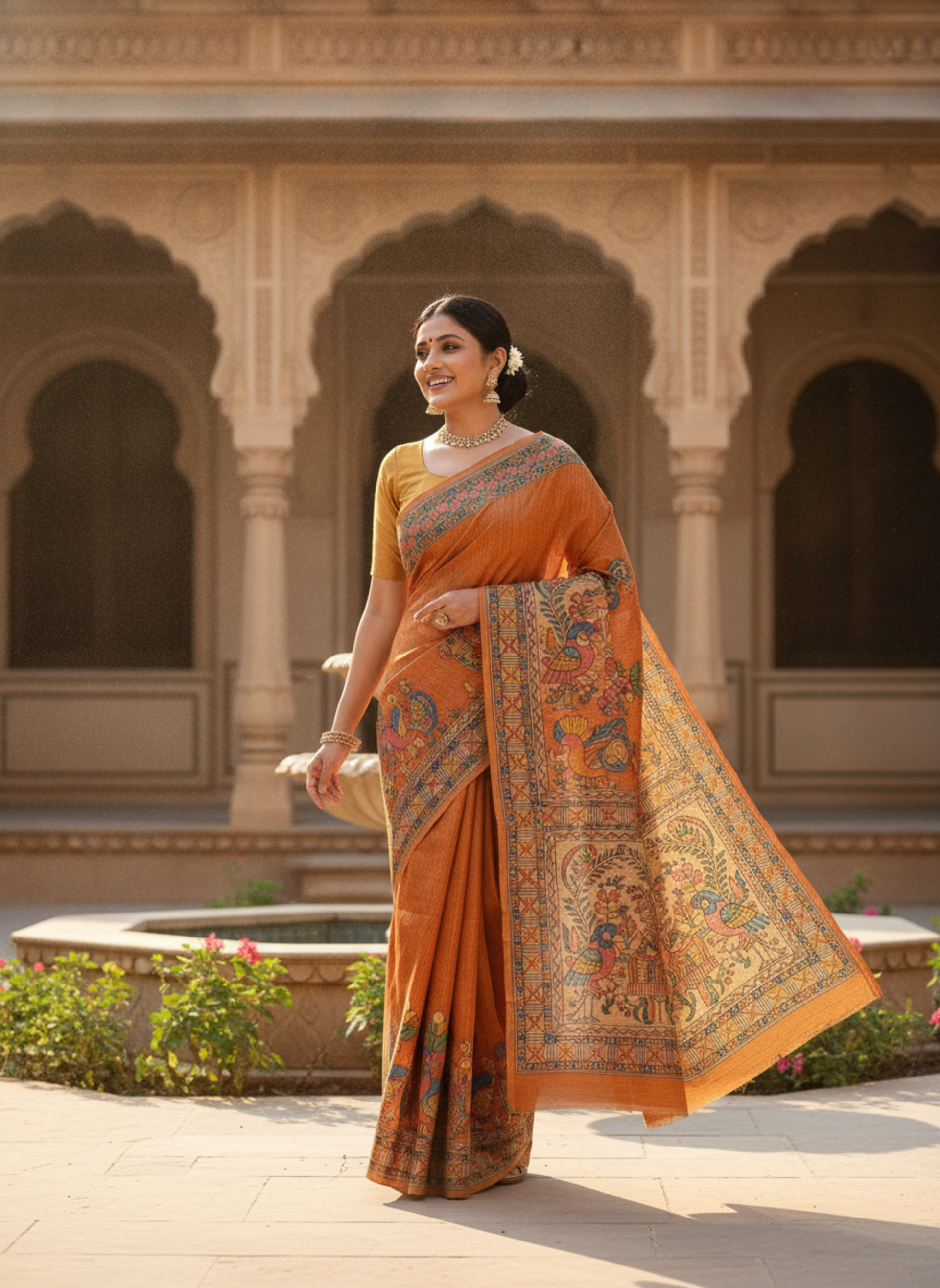 Vihanga Handcrafted Madhubani Silk Saree view 6