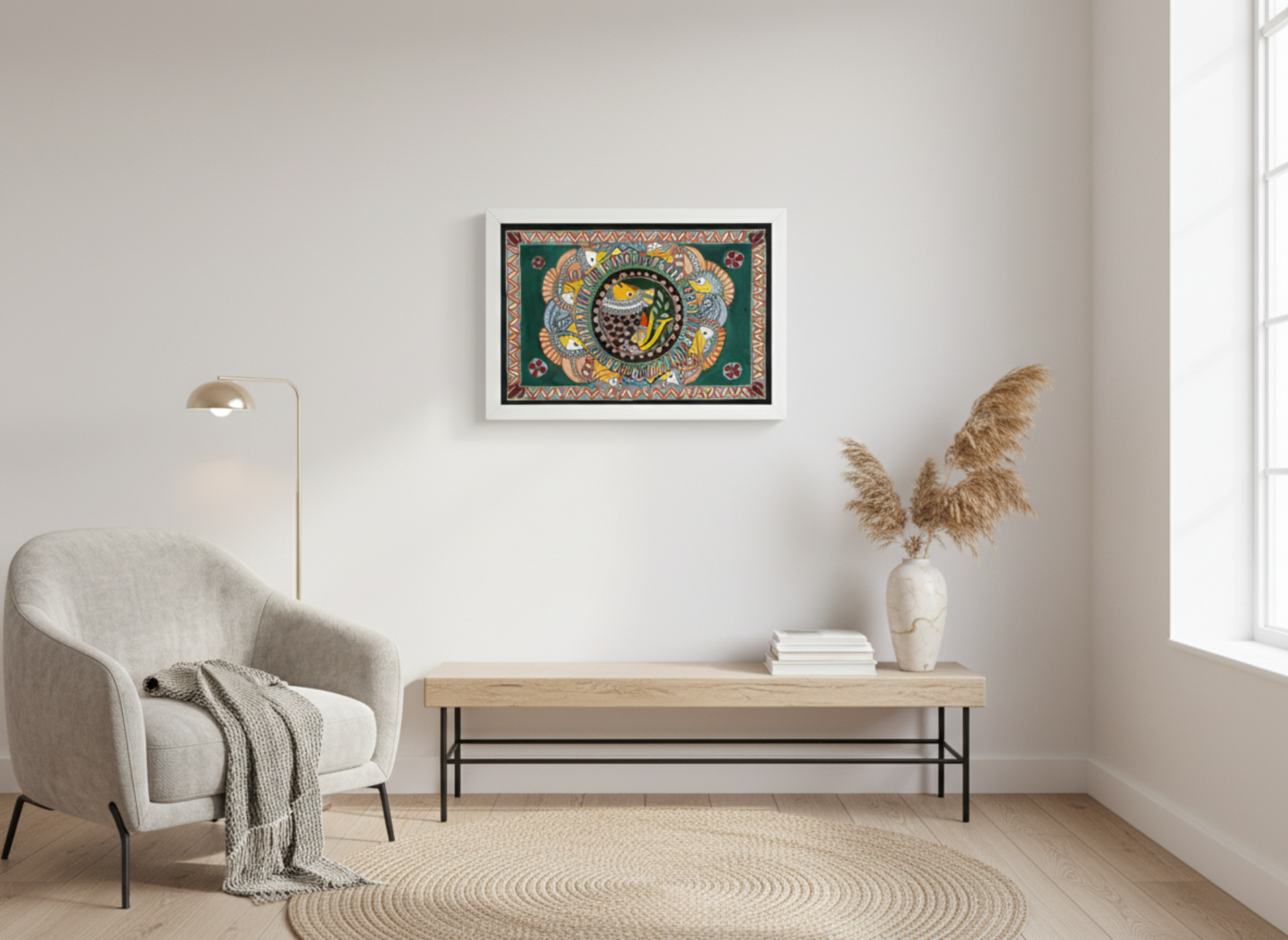 Vibrant Madhubani Matsya Chakra — alternate view