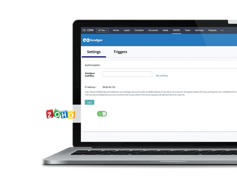 Grant Zoho CRM Access for Sendgun Integration