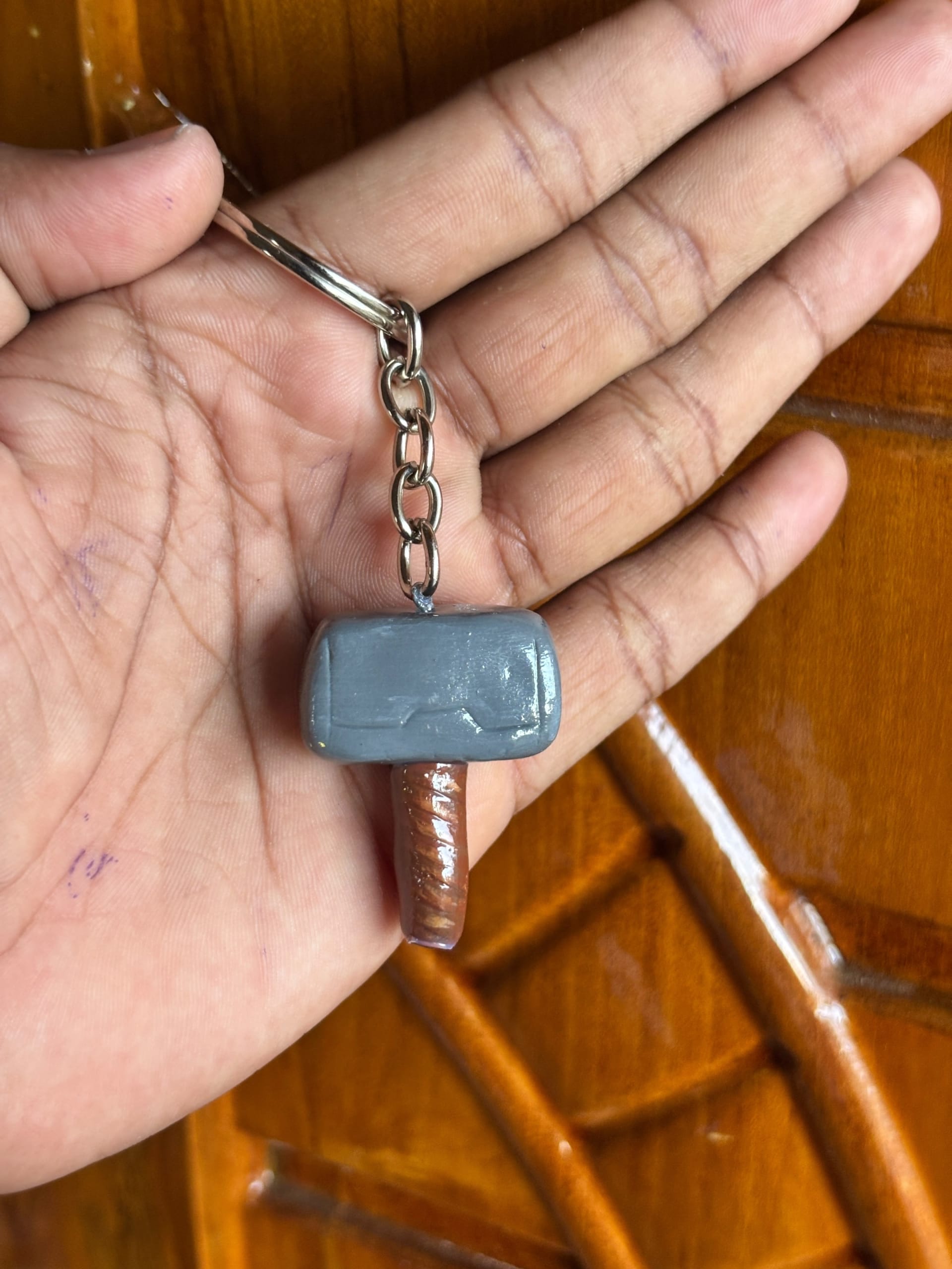 Mjolnir Handcrafted Air Dry Clay Keychain — view 2