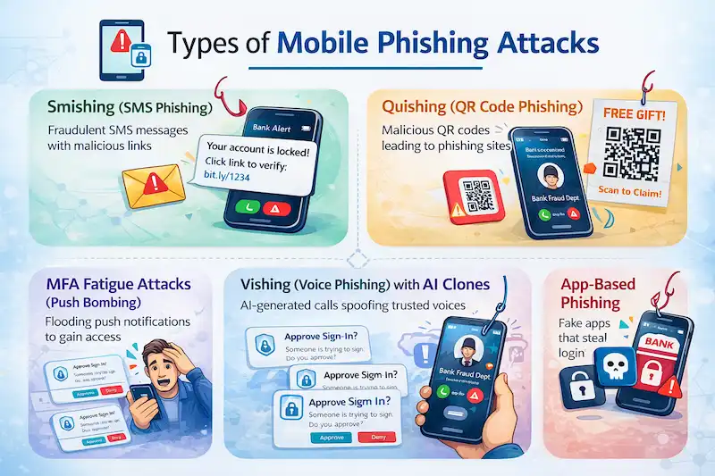 Common Types of Mobile Phishing Attacks