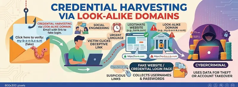 Credential Harvesting via Look-alike Domains