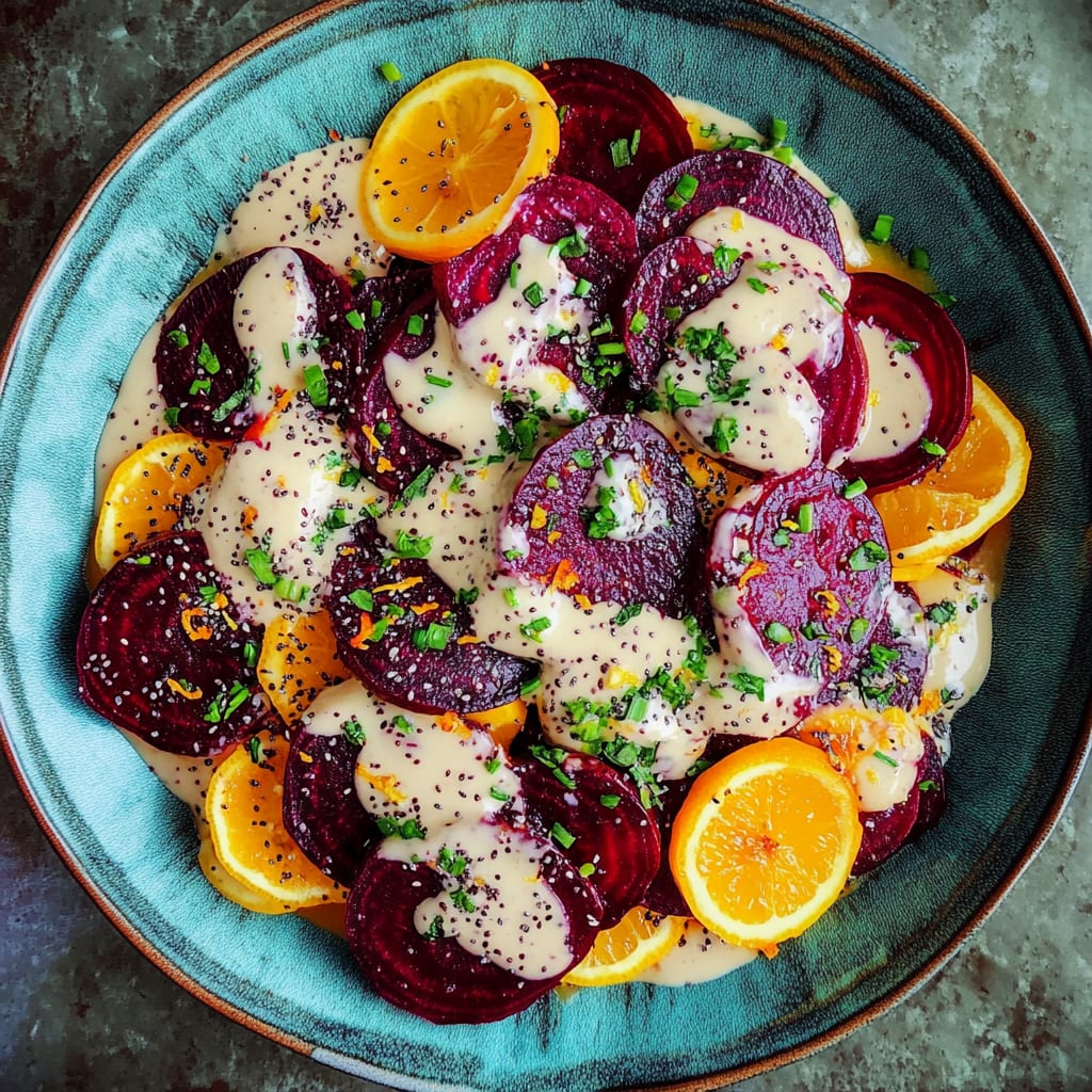 Roasted Beet Salad with Tahini Lemon Sauce: Vibrant Delight