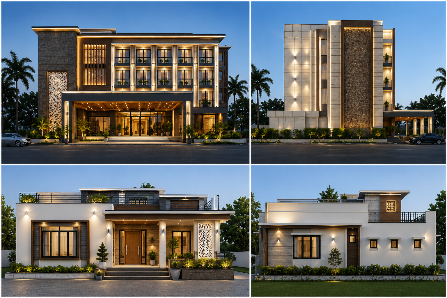 Small Houses and Hotel Elevation Design