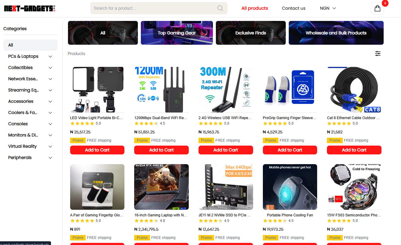 Next-Gadgets Ecommerce Store