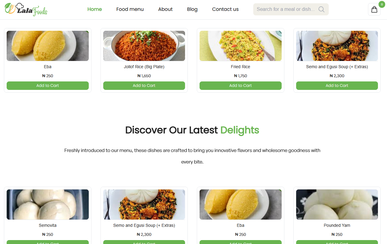 LalaFoods Restaurant Food Delivery Website