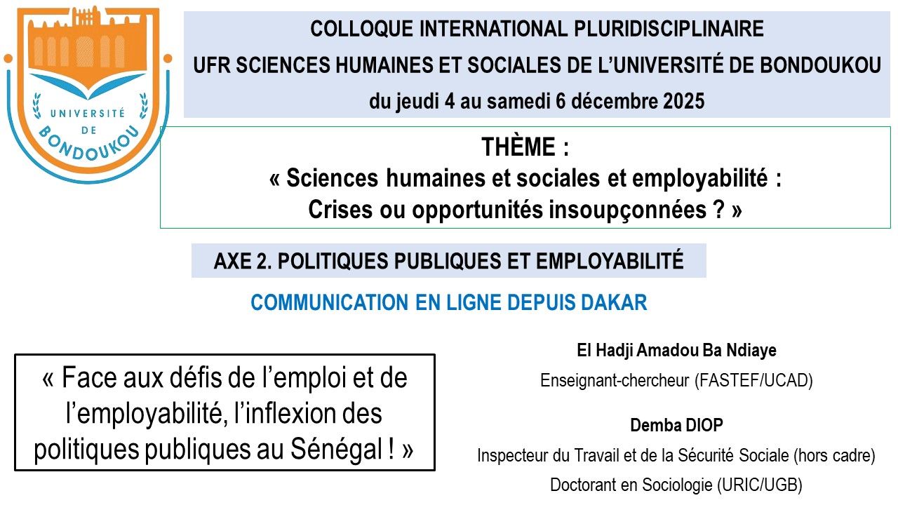 COLLOQUE INTERNATIONAL PLURIDISCIPLINAIRE DE L'UFR DES SCIENCES HUMAINES ET SOCIALES DE L’UNIVERSITÉ DE BONDOUKOU (CÔTE D'IVOIRE)