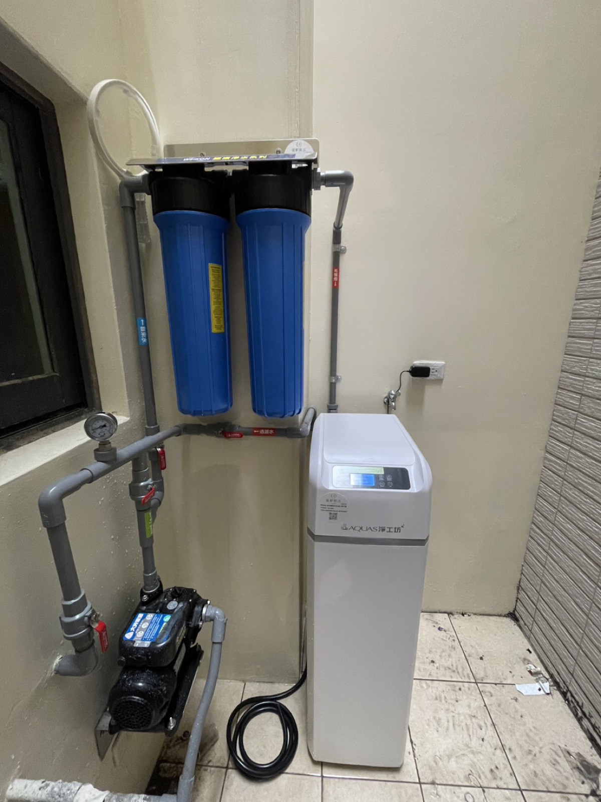 雲林虎尾 淨工坊全戶淨水系統 前置過濾 軟水機 安裝完工實照