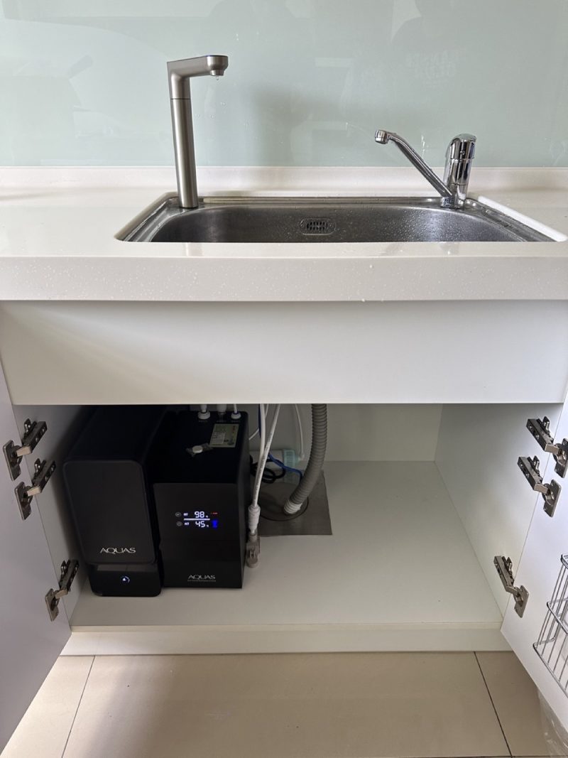 台中清水忠誠路 AQUAS廚下RO淨水加飲水機雙機 安裝完工實照