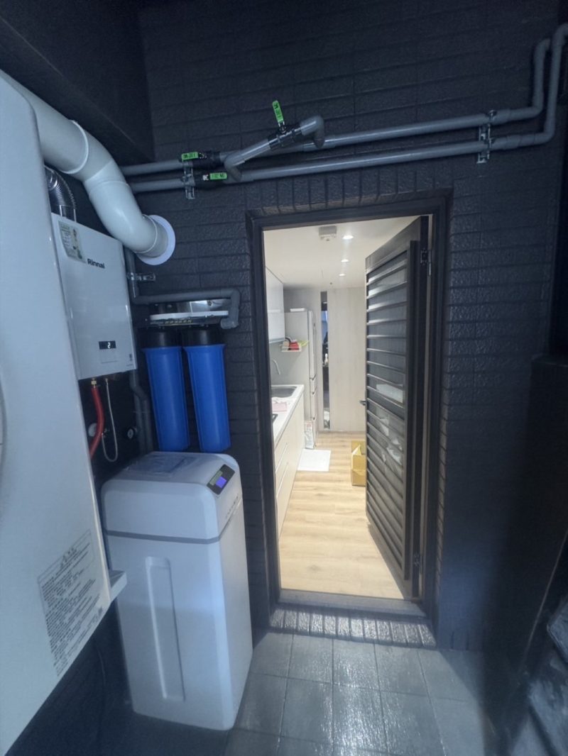 台中西屯區福星路 全戶過濾與軟水機後陽台 安裝完工實照