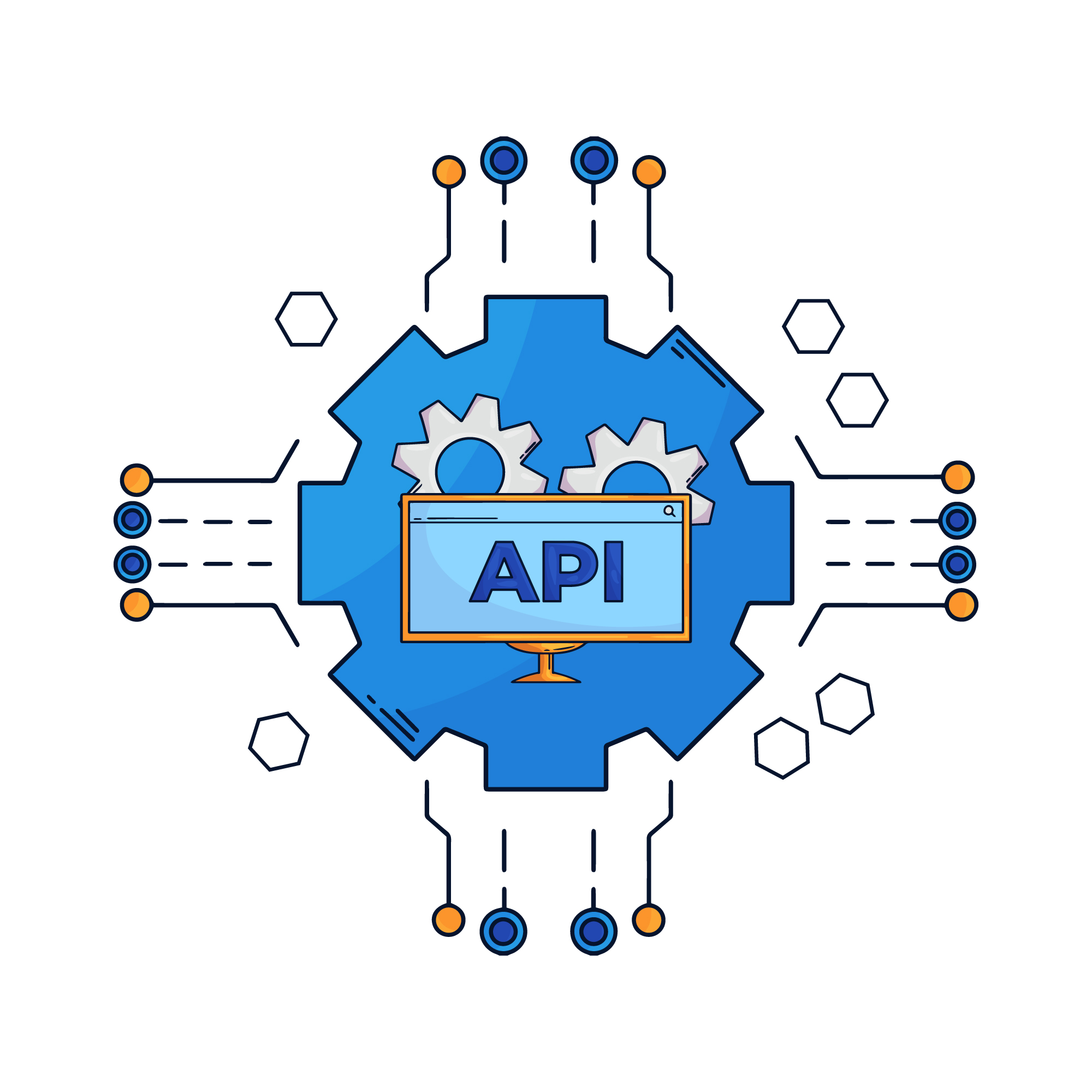 Visual representation of API communication between applications