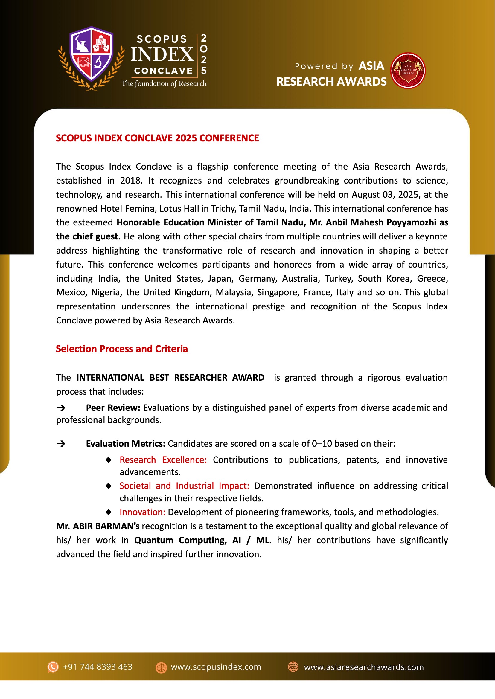 International Best Researcher Award 2025 — thumbnail 5