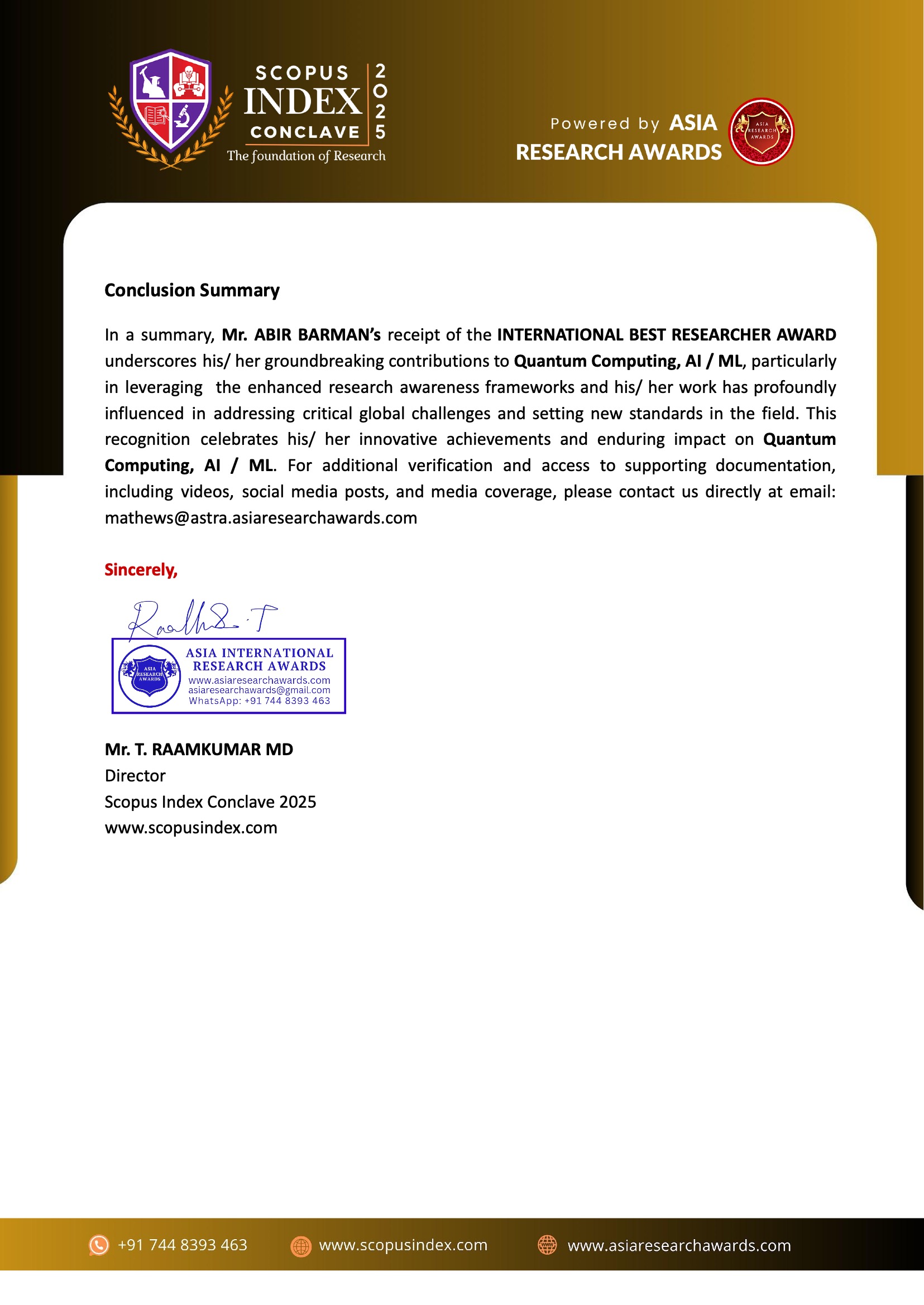 International Best Researcher Award 2025 — thumbnail 7