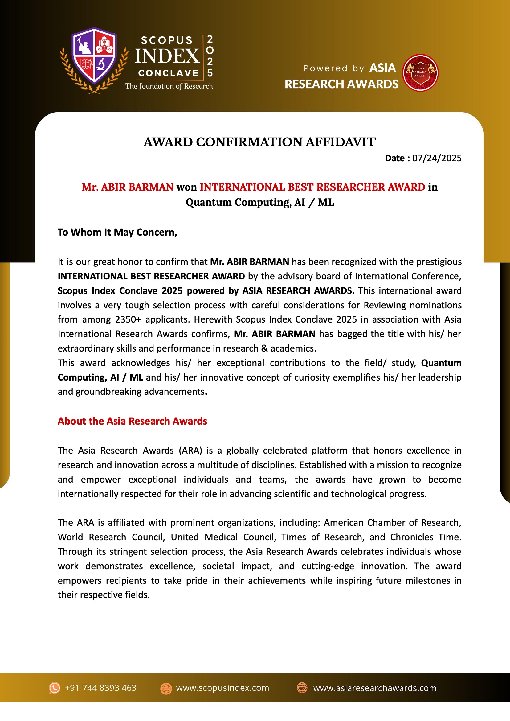 International Best Researcher Award 2025 — thumbnail 4