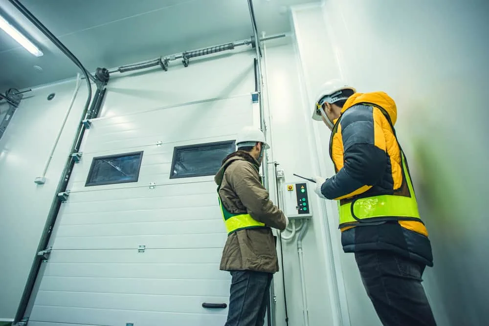 Profesionales haciendo revisión del sistema térmico de una área refrigerada