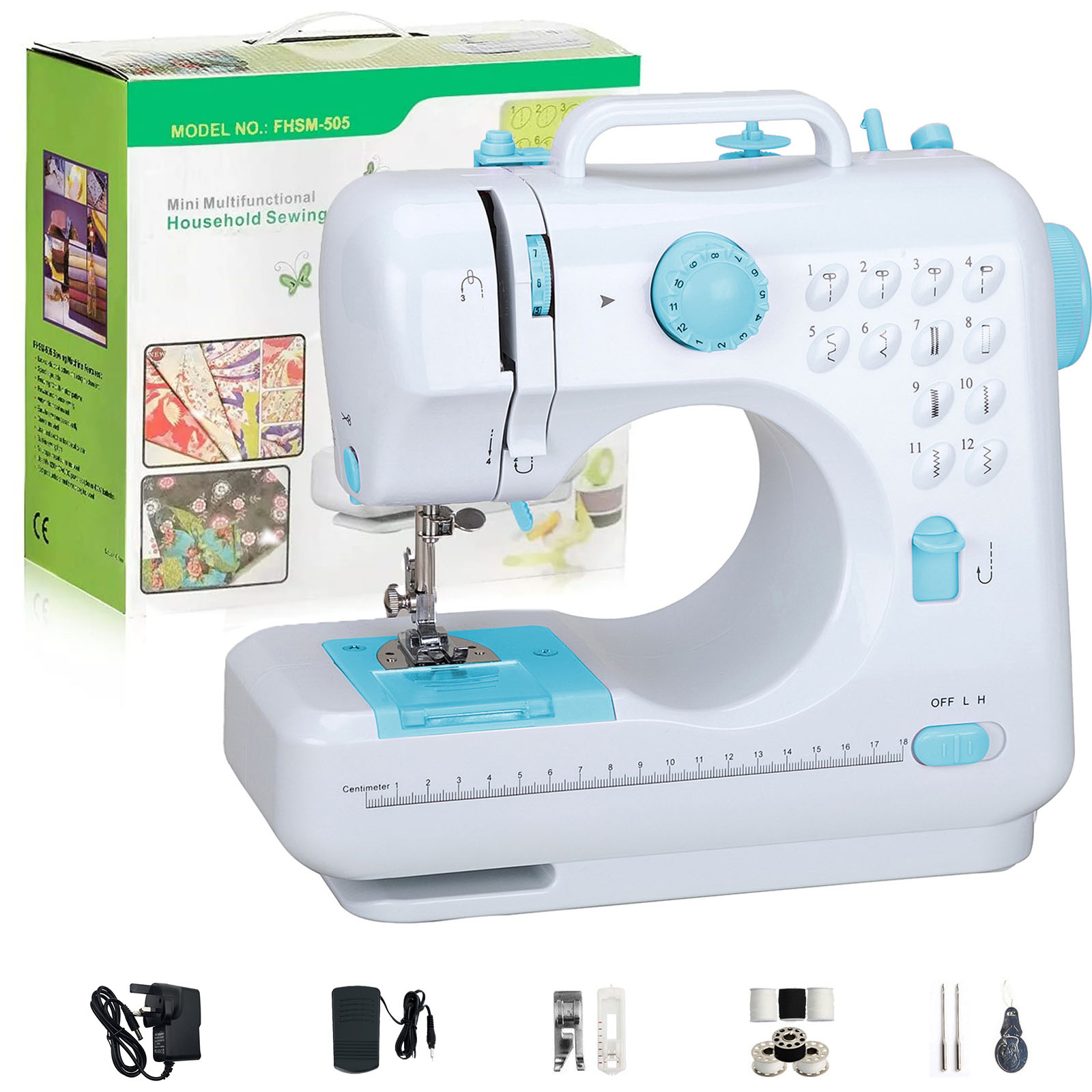 VIFERR Portable Sewing Machine, Mini Household Sewing Machine for Beginners  Multifunctional Electric Crafting Machine 12 Built-in Stitches with 97PCS