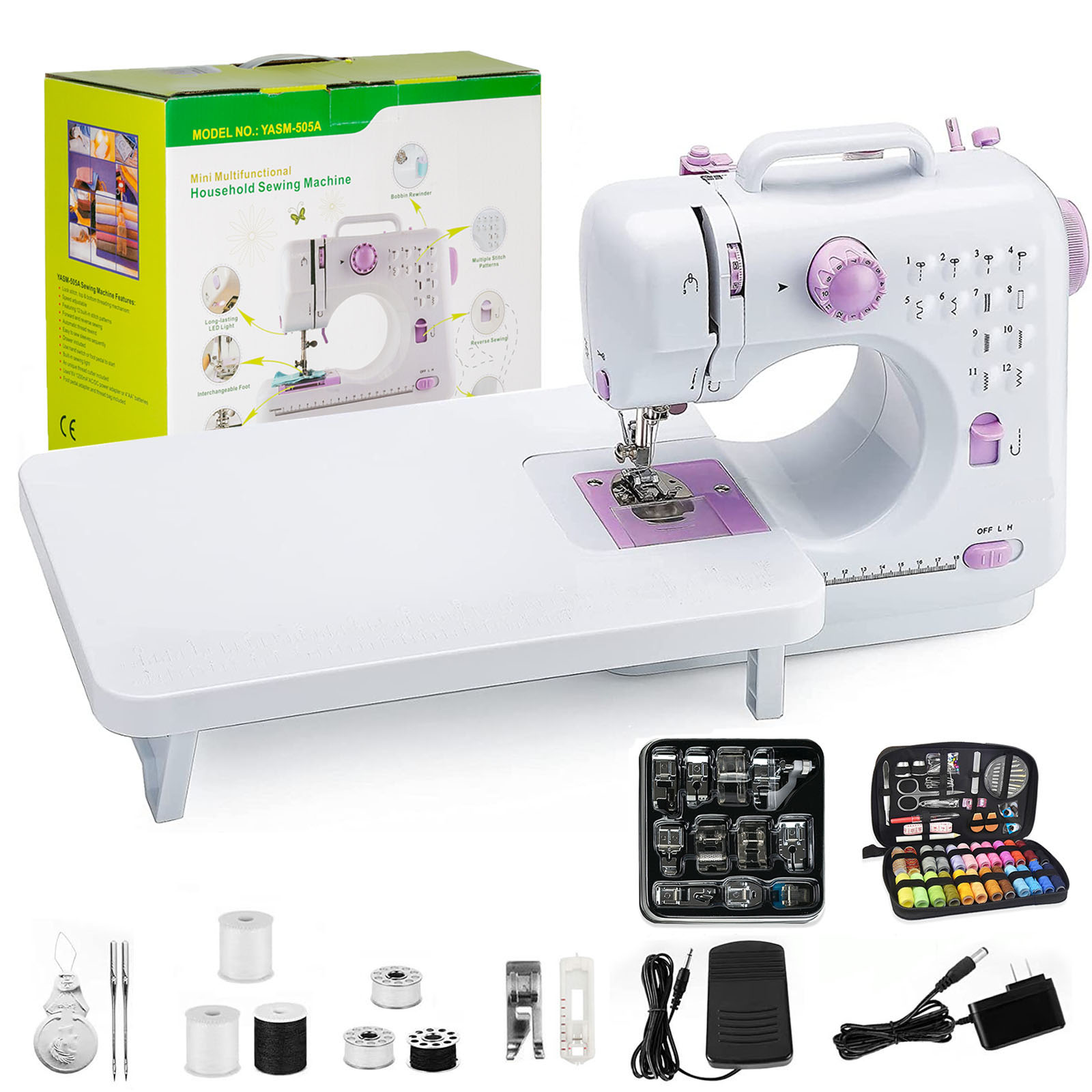 Viferr Mini Sewing Machine 12 Built-in Stitches Household Handheld Electric Portable Sewing Machine with Extension Table for Beginners and Kids Easy