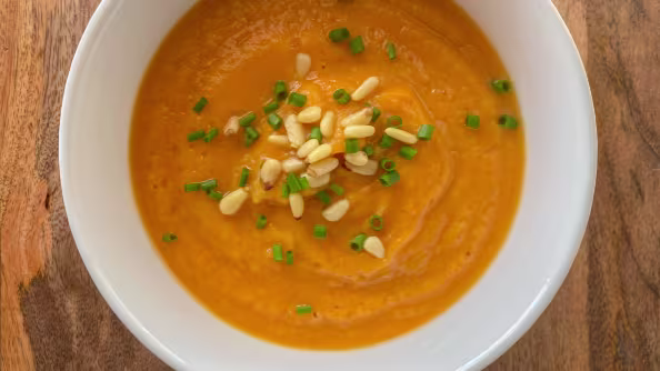 Step by Step Instructions For making thyme for health butternut squash sweet potato soup recipe
