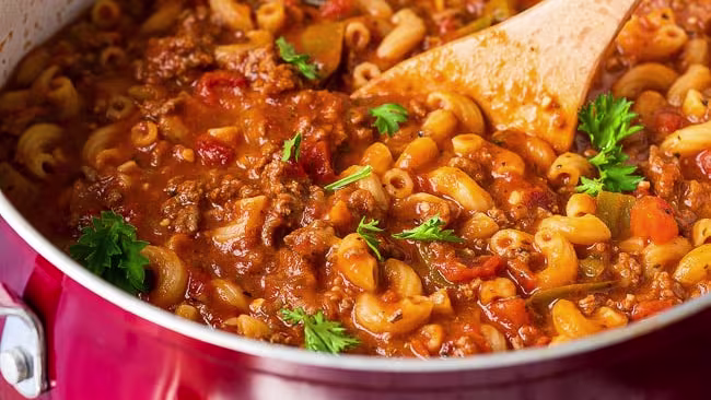 Step by Step Instructions For recipe goulash with creamed corn kidney beans bacon potatoes