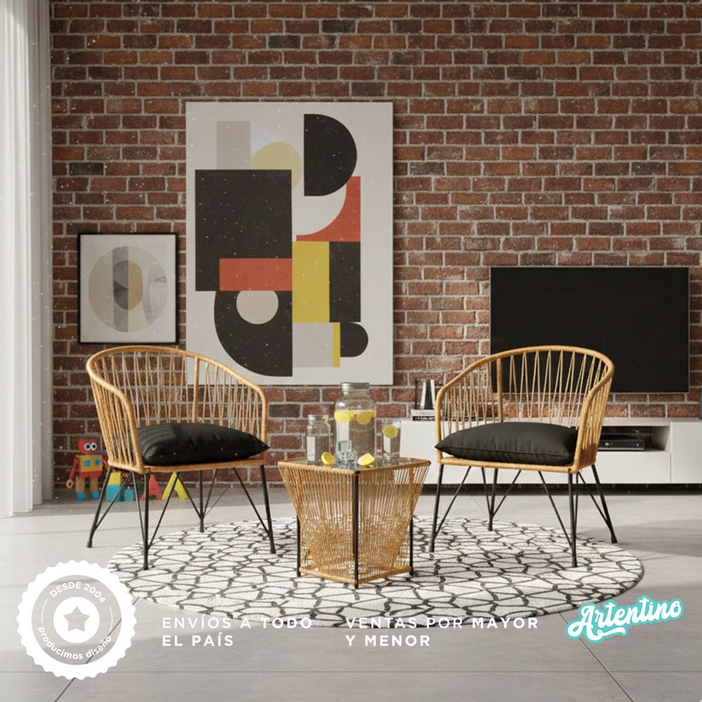 SET GERVASONI 2 SILLON CON ALMOHADON + MESA YUTE