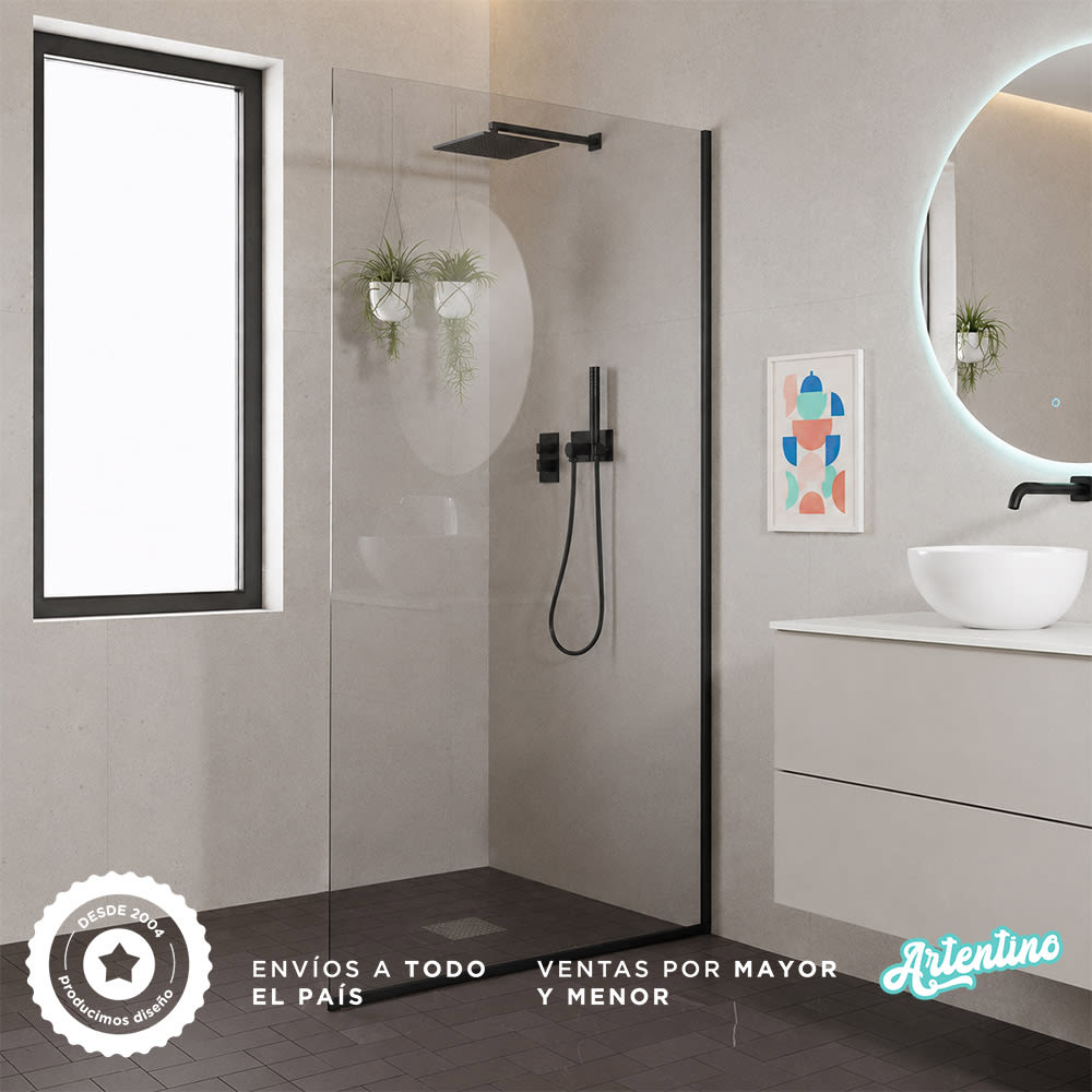 MAMPARA FIJA LAMINADA CON PERFILES ALUMINIO 80x180 Cm