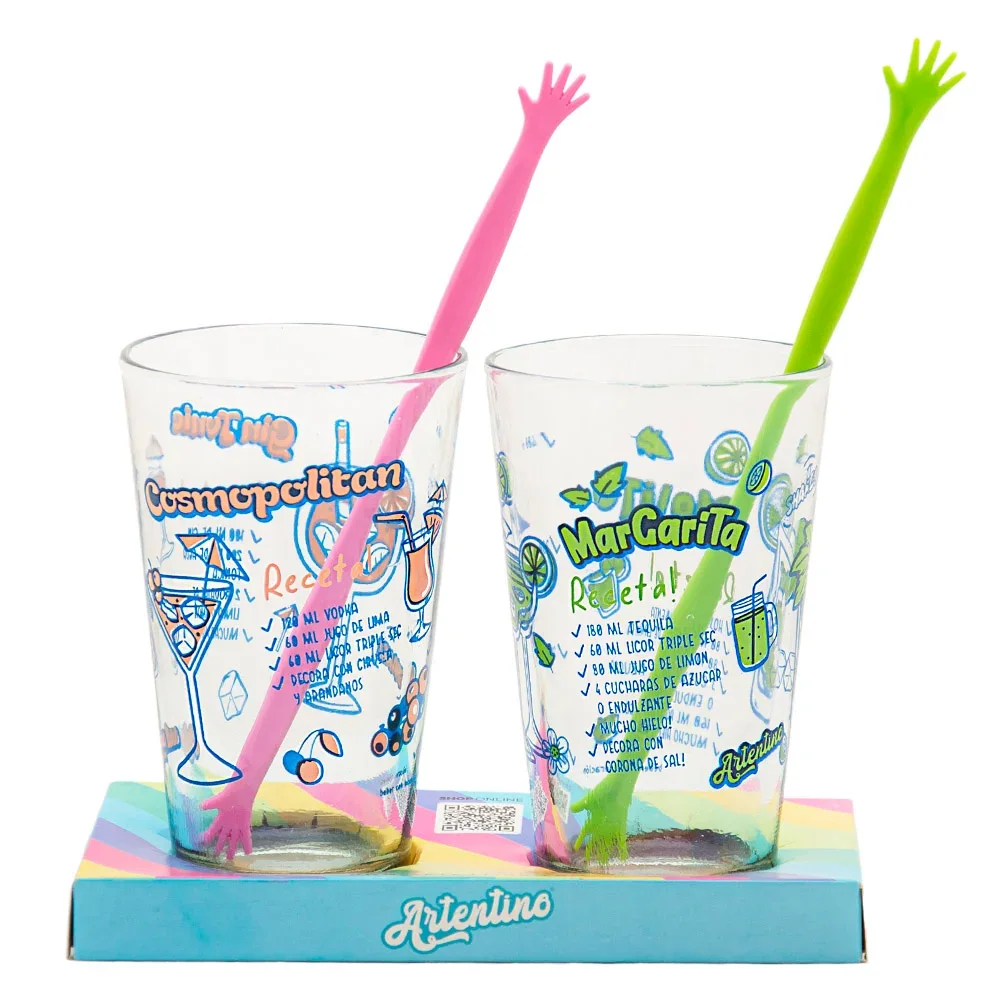 SET VASOS VIDRIO PRIMAVERA COCKTAIL