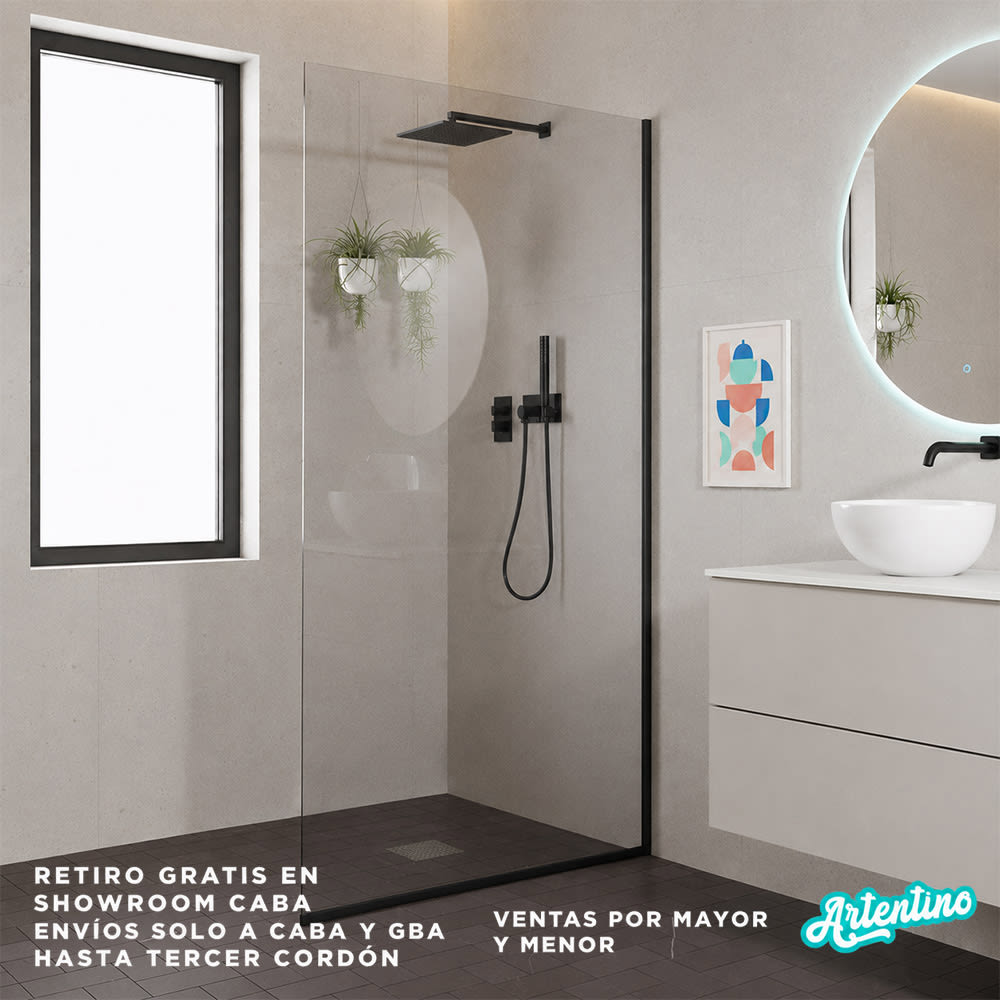 MAMPARA FIJA LAMINADA CON PERFILES ALUMINIO 60x180 Cm