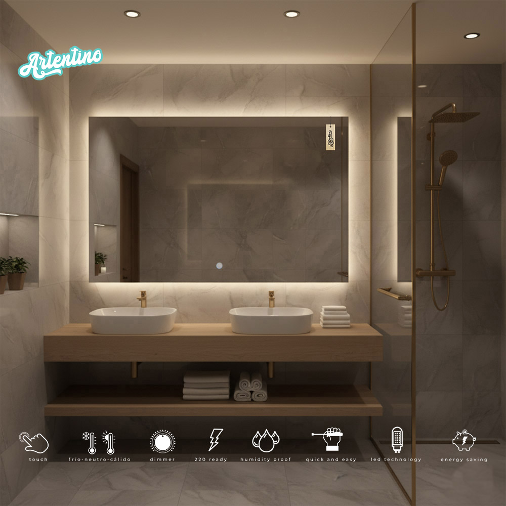 ESPEJO TOUCH LED TRITONO RECTANGULAR 50x60 Cm