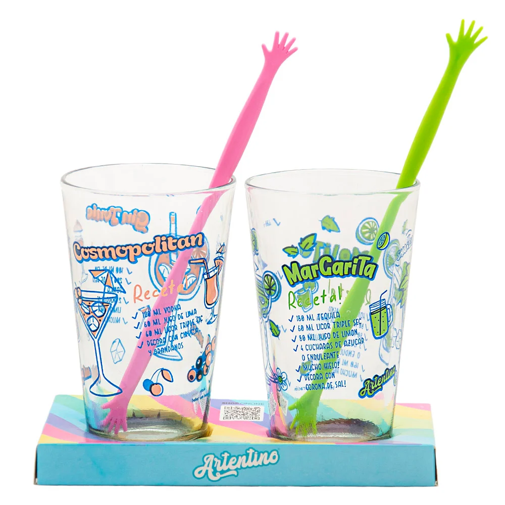 SET VASOS VIDRIO PRIMAVERA COCKTAIL