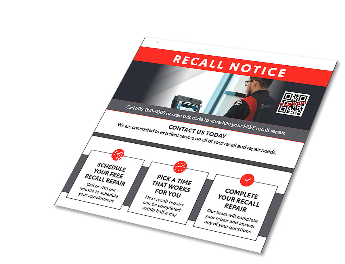 Recall Connect mailer sent to owners with open recalls