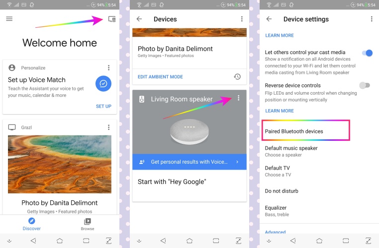 how to connect bluetooth device to google home