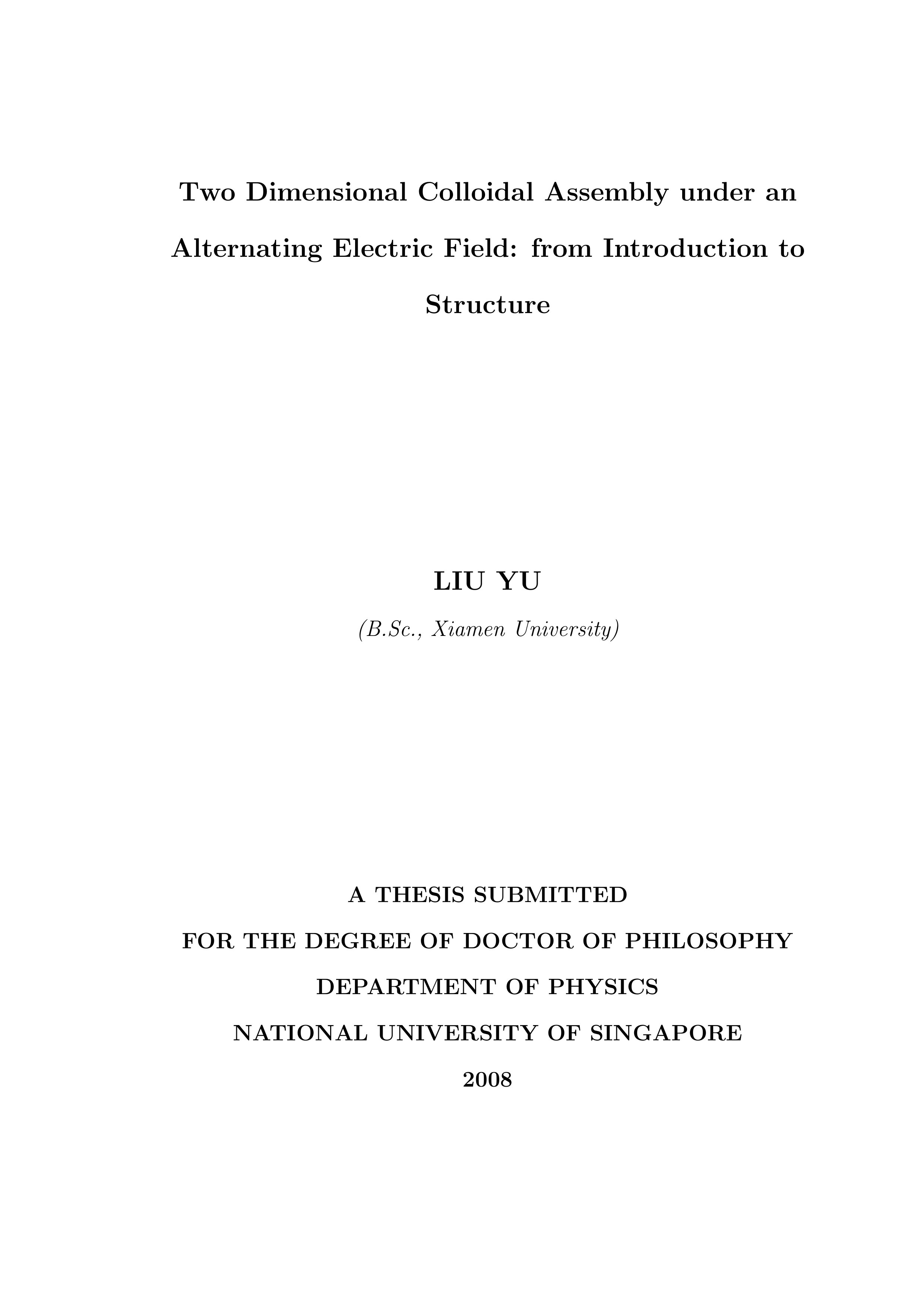 Two dimensional colloidal assembly under an alternating electric field  from introduction to