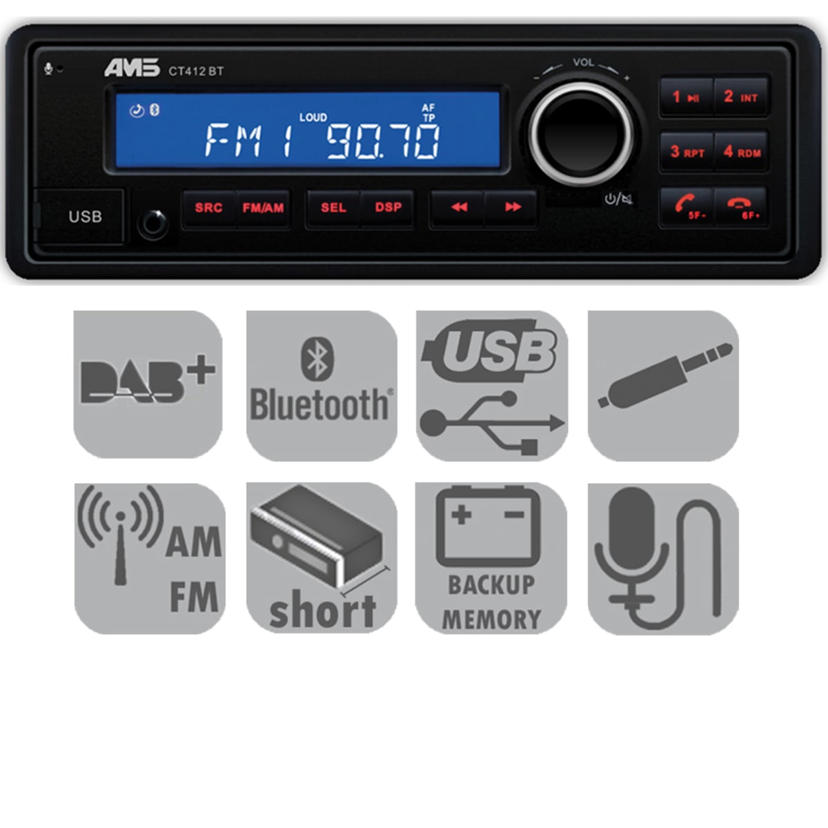 Bild von AMS Radio 12 V mit DAB+ im kurzen Gehäuse