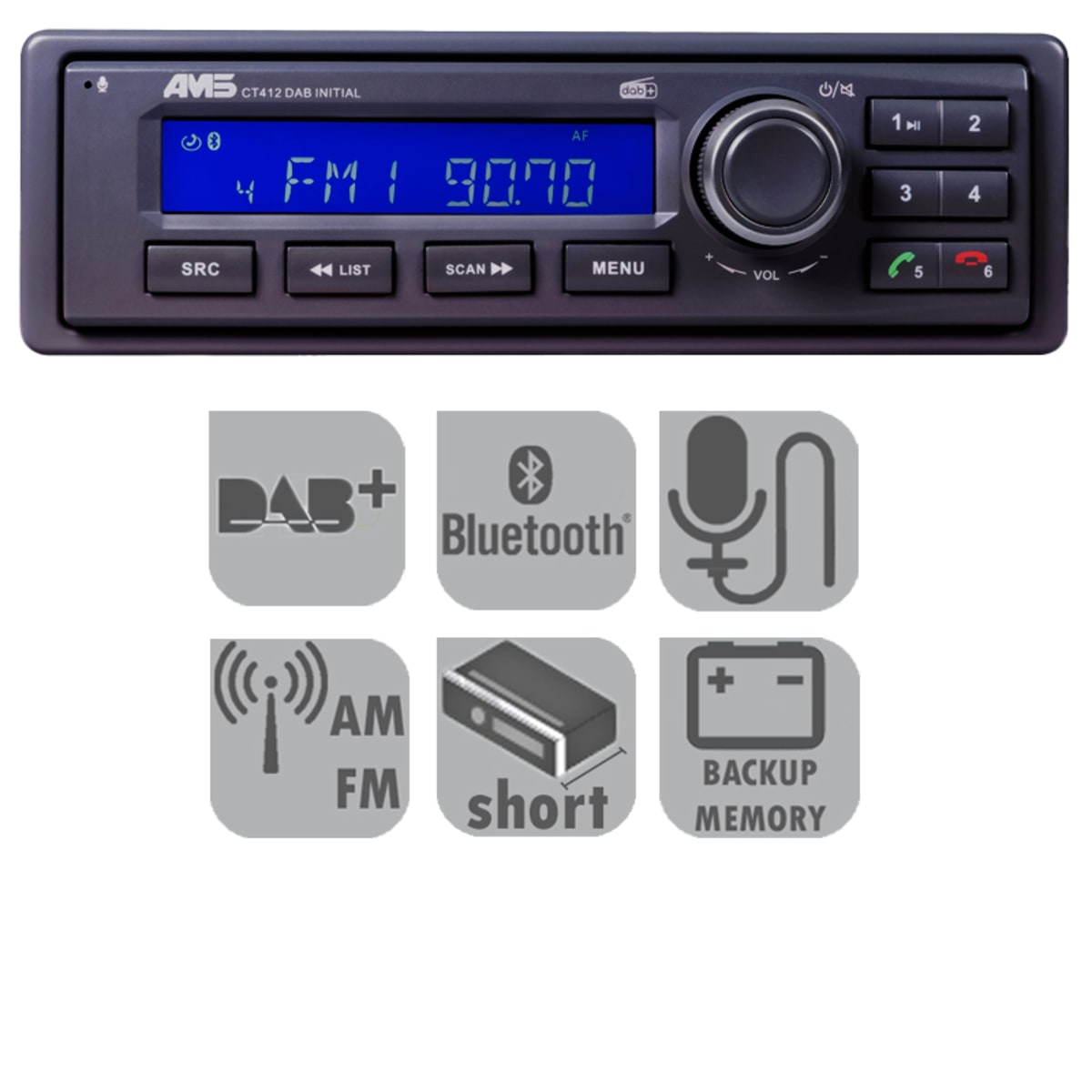 Bild von AMS Radio 12 V mit DAB+ im kurzen Gehäuse