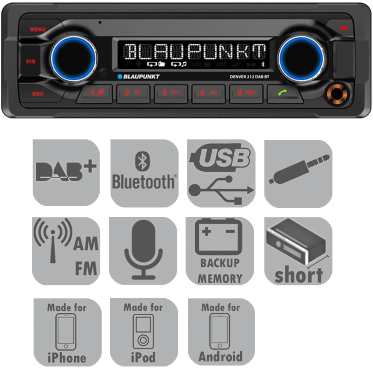 Bild von Blaupunkt Radio 12 V mit DAB+ im kurzen Gehäuse