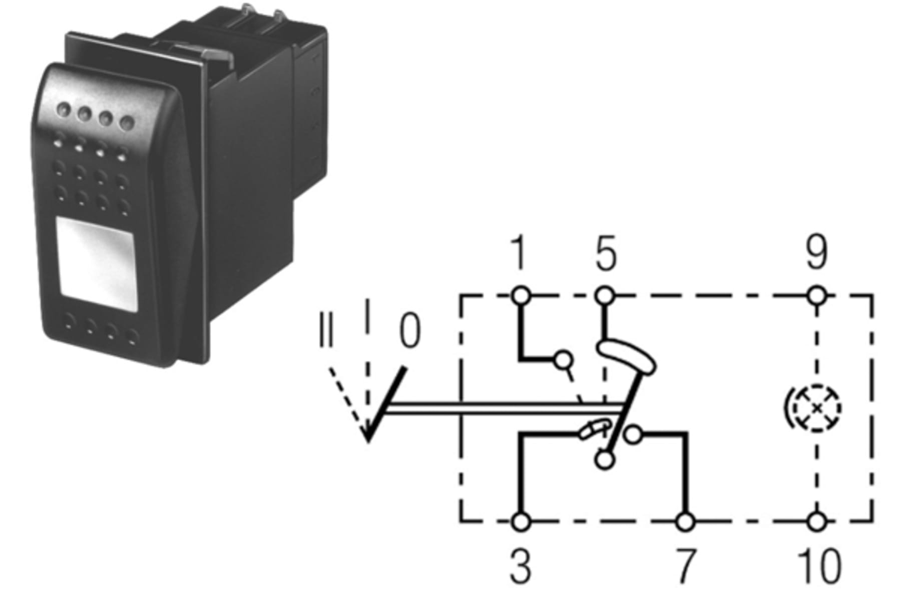 Bild von Kippschalter 44 x 22 mm rast. Wischermotor