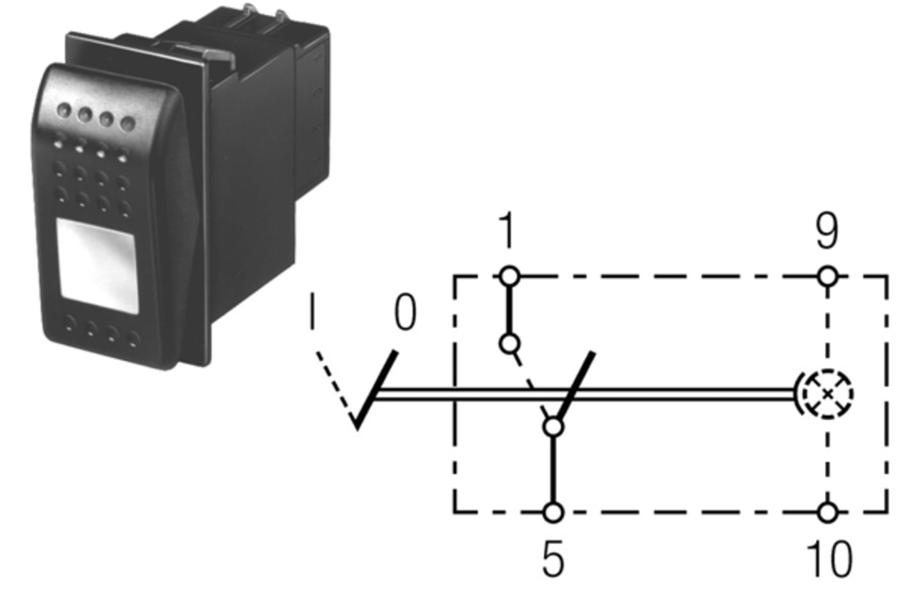 Bild von Kippschalter 44 x 22 mm rast. Aus-Ein