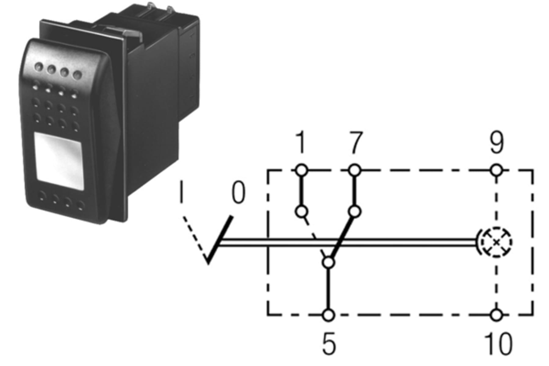 Bild von Kippschalter 44 x 22 mm rast. Ein-Ein