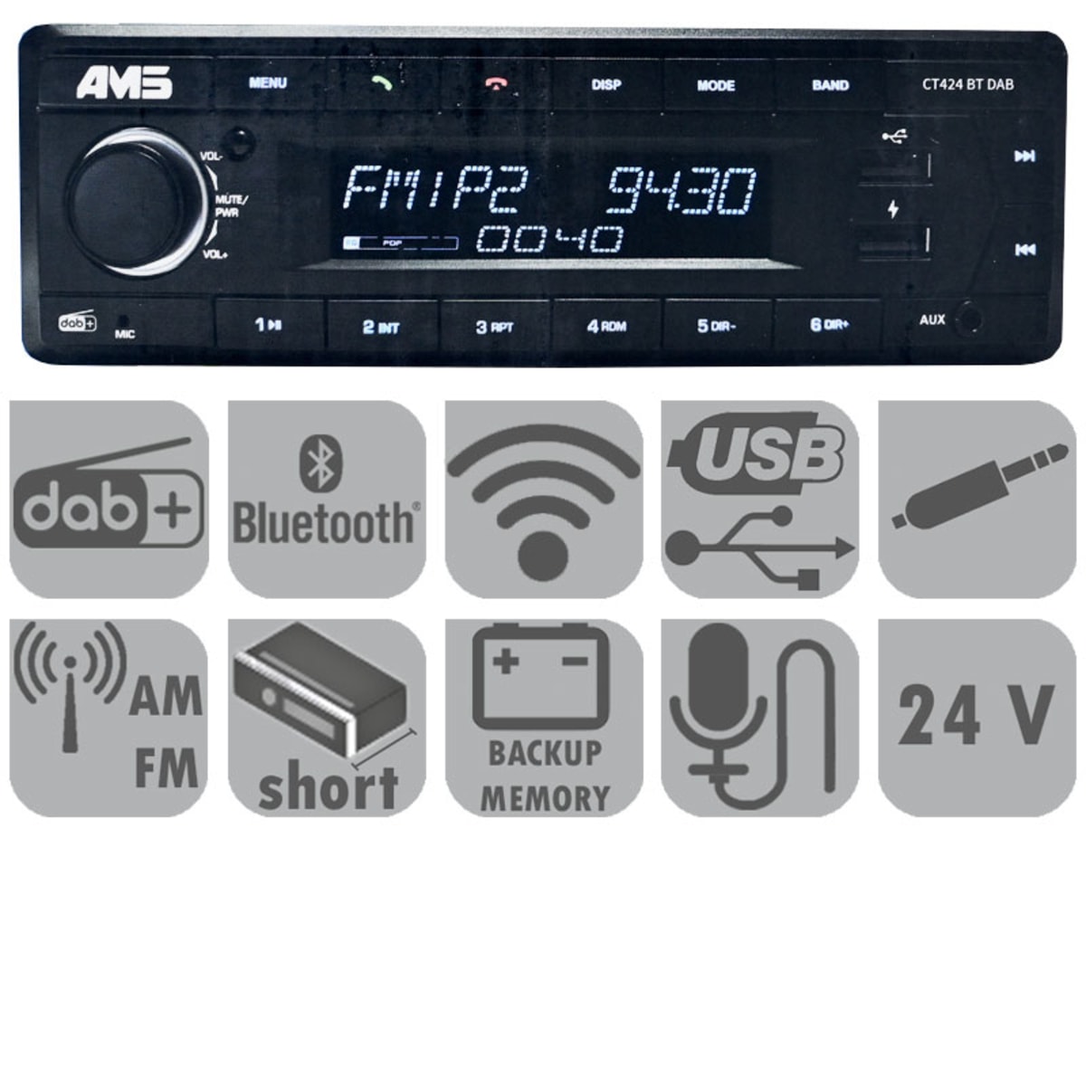 Bild von AMS Radio 24 V mit DAB+ im kurzen Gehäuse